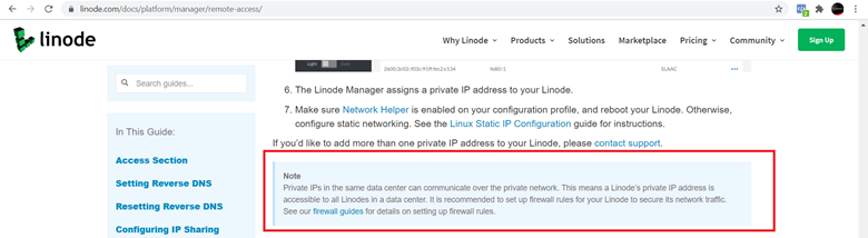 Linode Private Networking and Virtual Private Network