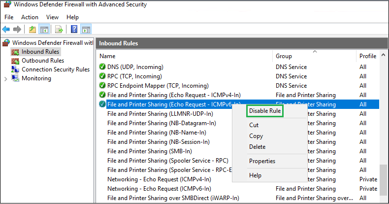 Layerstack Tutorials Layerstack How To Enable Disable Ping Icmp Echo Requests In Windows Server 19 Firewall