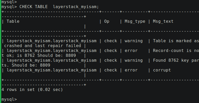 LayerStack Tutorials - LayerStack How repair databases and tables
